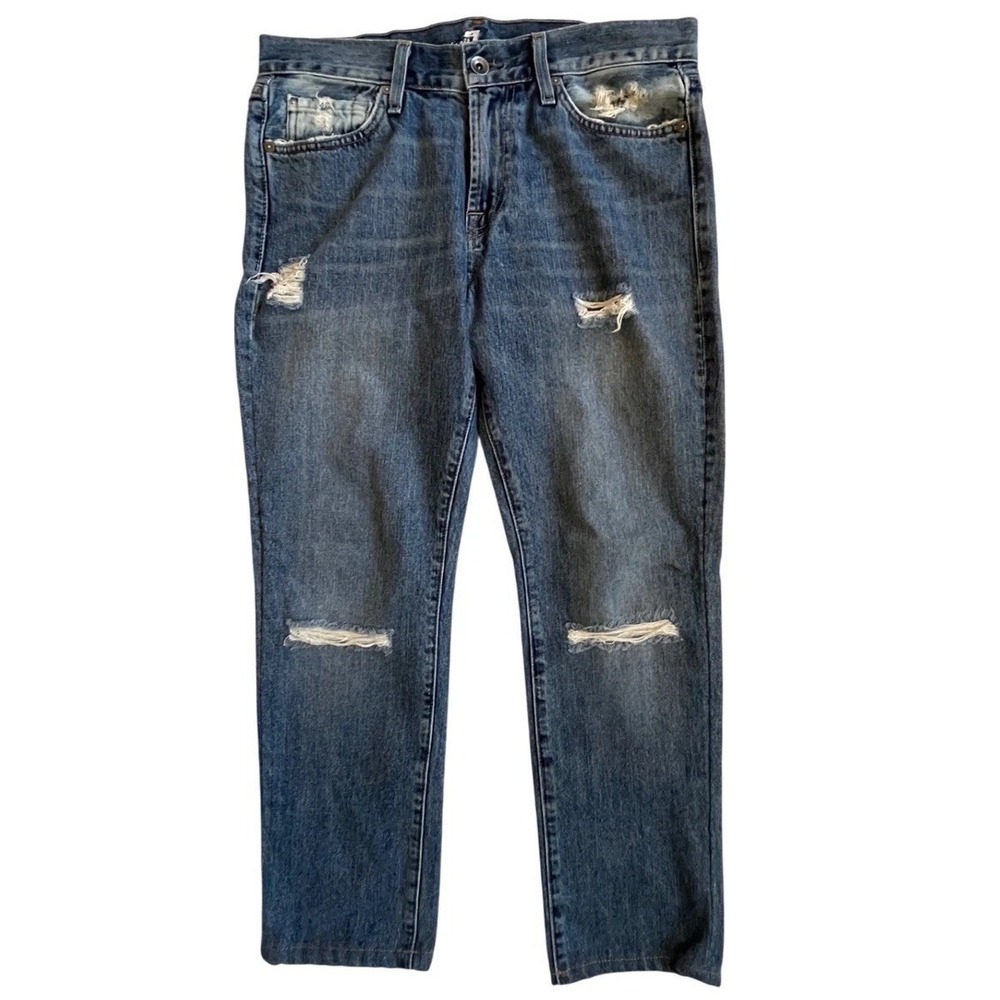 7‎ For All Mankind Slimmy Distressed Jeans Mens 31 Blue Ripped Denim USA Made